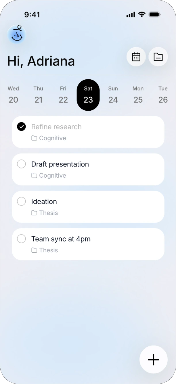 Daily list with visible completed tasks
